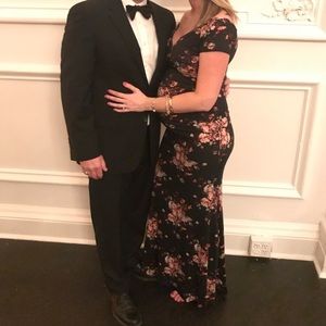 Pinkblush floral off the shoulder maternity gown